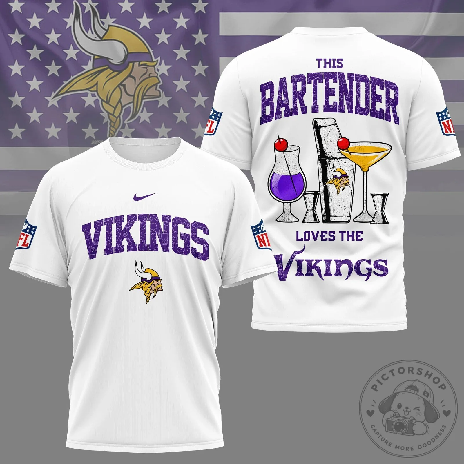Minnesota Vikings NFL Fan T-Shirt Bartender Loves The Vikings