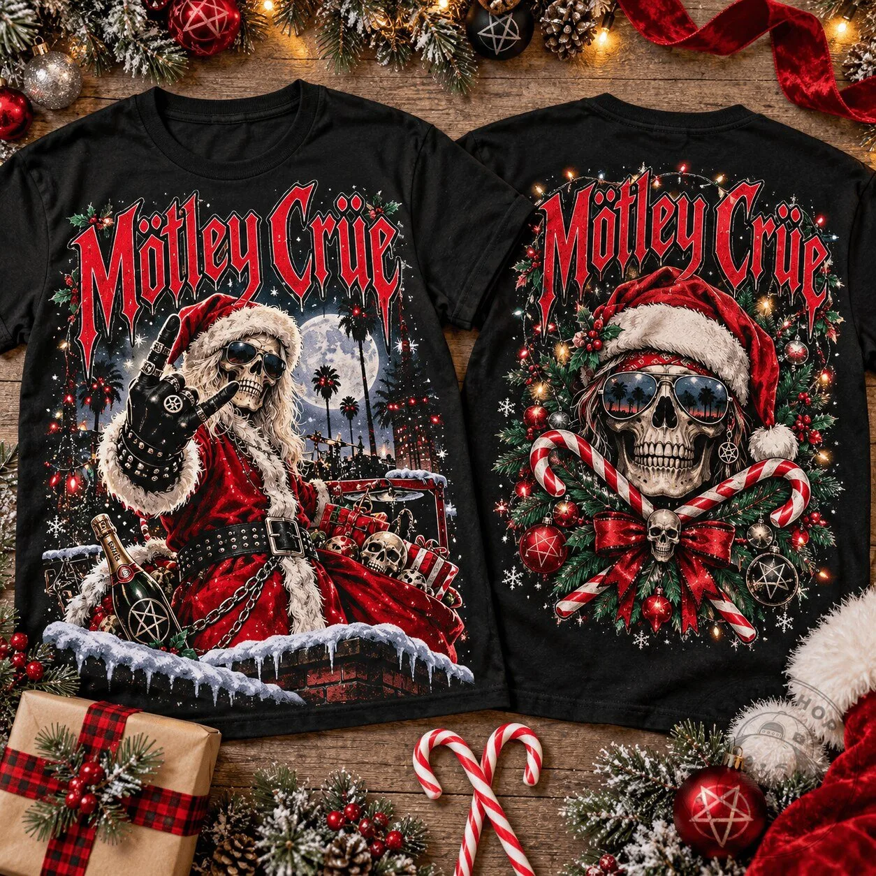 Mötley Crüe Santa Skull Christmas Holiday T-Shirt 1 Mötley Crüe Santa Skull Christmas Holiday T-Shirt