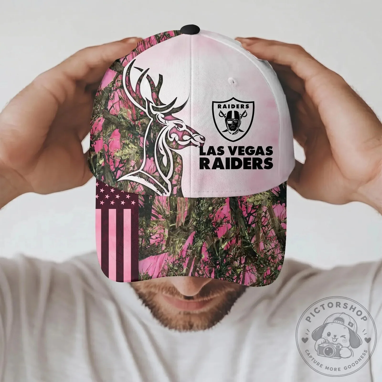 Las Vegas Raiders Hunting Camouflage Deer Antler Cap Hat 11 Las Vegas Raiders Hunting Camouflage Deer Antler Cap Hat