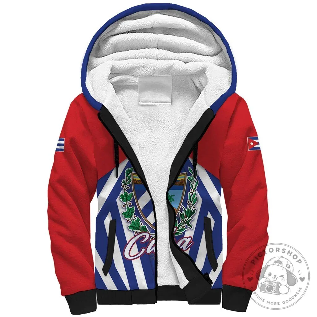 Viva Cuba Libre Sherpa Hoodie Cuban Trogon Coat of Arms
