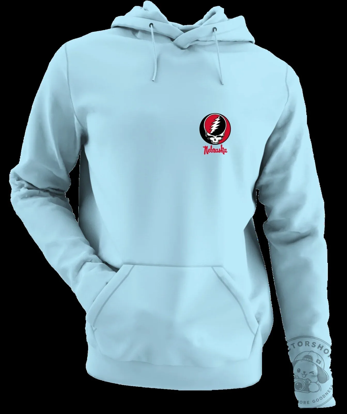 University of Nebraska Grateful Dead Steal Your Face Light Blue Hoodie