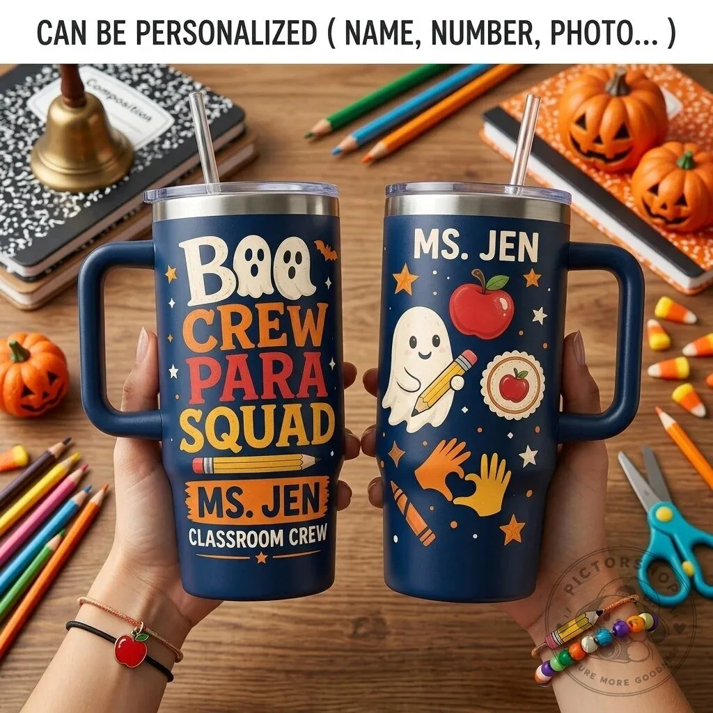 Personalized Boo Crew Para Squad Halloween Teacher Paraprofessional Tumbler