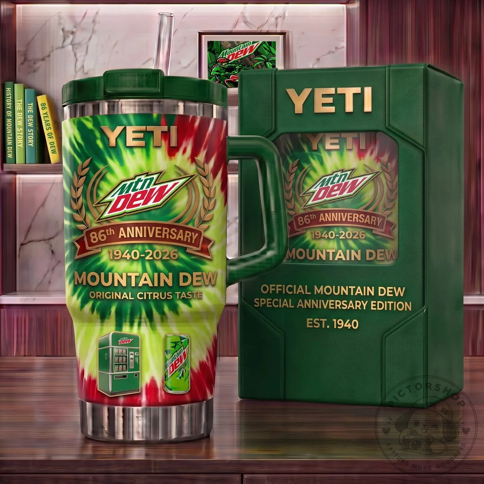 Mountain Dew 86th Anniversary Original Citrus Taste Yeti Tumbler with Handle