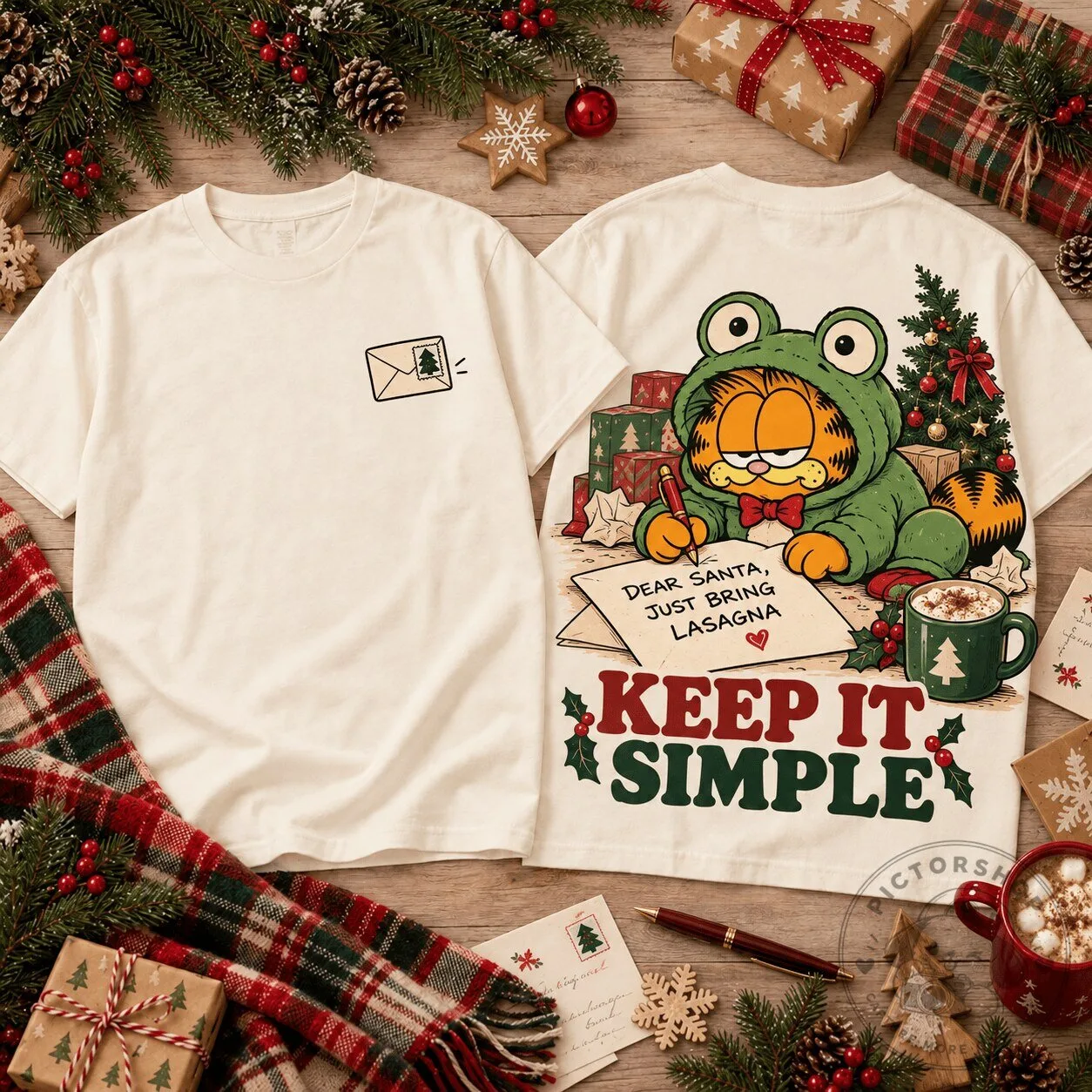 Garfield Keep It Simple Christmas Lasagna Frog Costume T-Shirt