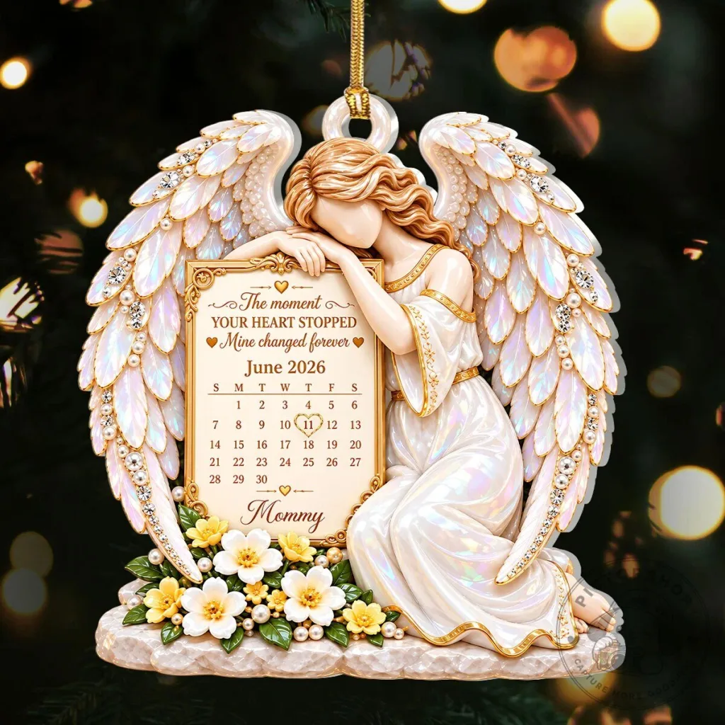 Personalized Memorial Angel Ornament with Calendar for Loss of Loved One Personalized Memorial Angel Ornament with Calendar for Loss of Loved One
