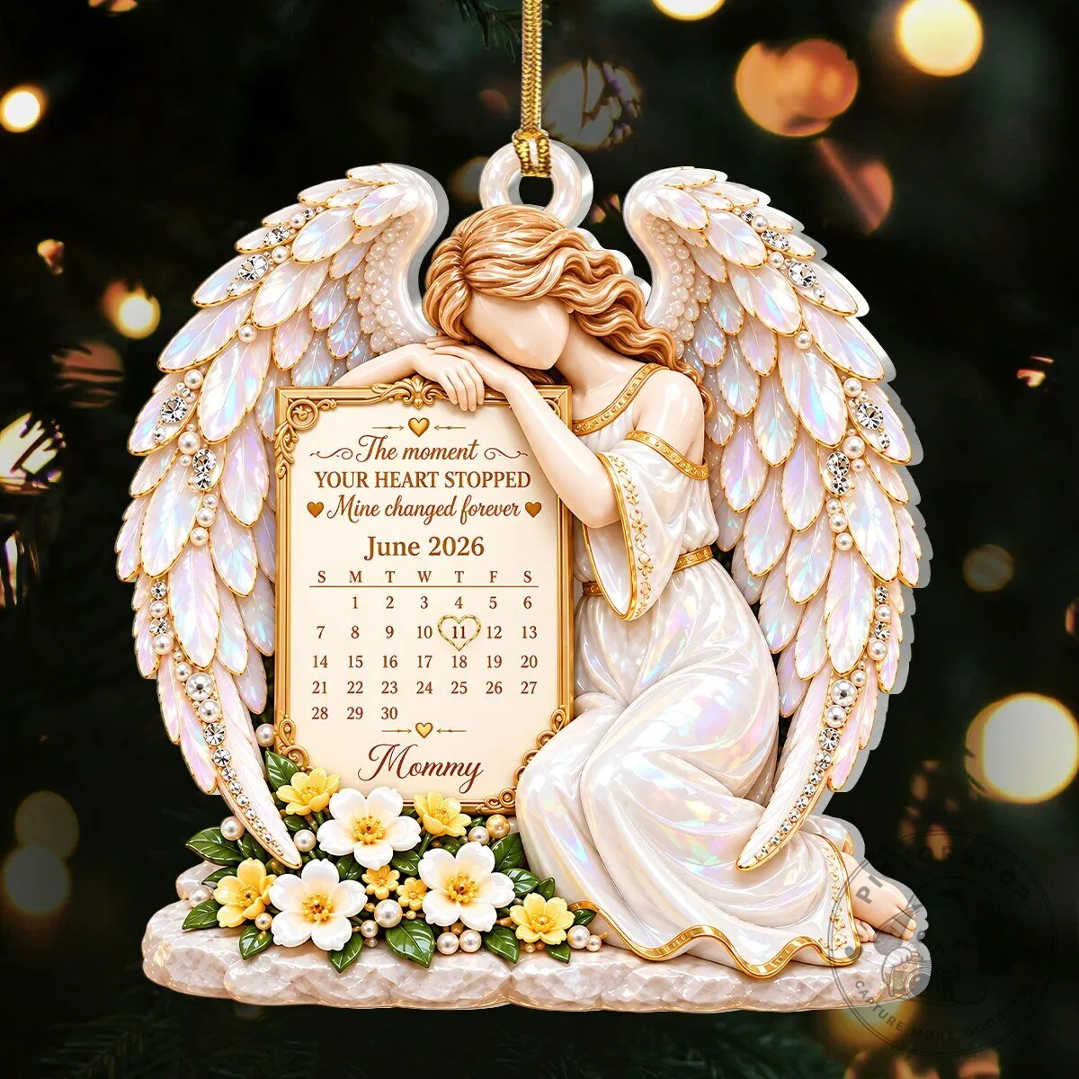Personalized Memorial Angel Ornament with Calendar for Loss of Loved One 10 Personalized Memorial Angel Ornament with Calendar for Loss of Loved One