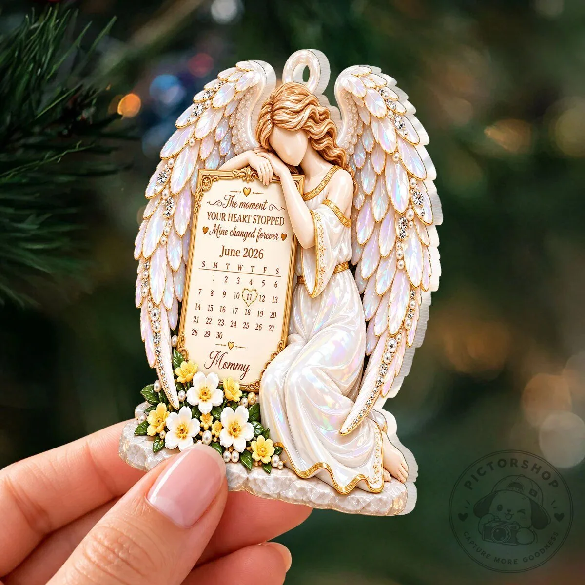 Personalized Memorial Angel Ornament with Calendar for Loss of Loved One 11 Personalized Memorial Angel Ornament with Calendar for Loss of Loved One