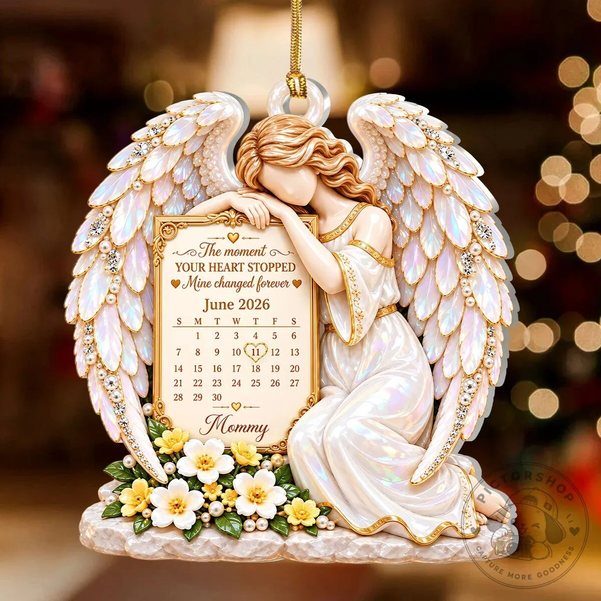 Personalized Memorial Angel Ornament with Calendar for Loss of Loved One 12 Personalized Memorial Angel Ornament with Calendar for Loss of Loved One