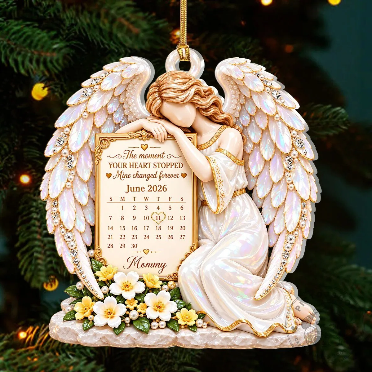 Personalized Memorial Angel Ornament with Calendar for Loss of Loved One 13 Personalized Memorial Angel Ornament with Calendar for Loss of Loved One