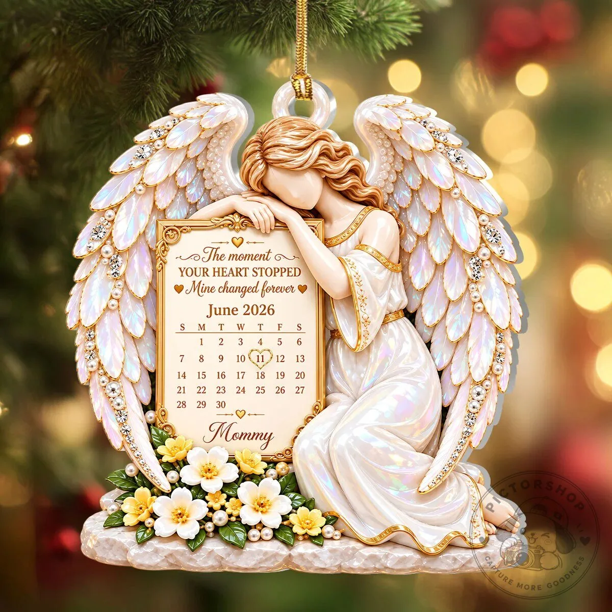 Personalized Memorial Angel Ornament with Calendar for Loss of Loved One 14 Personalized Memorial Angel Ornament with Calendar for Loss of Loved One