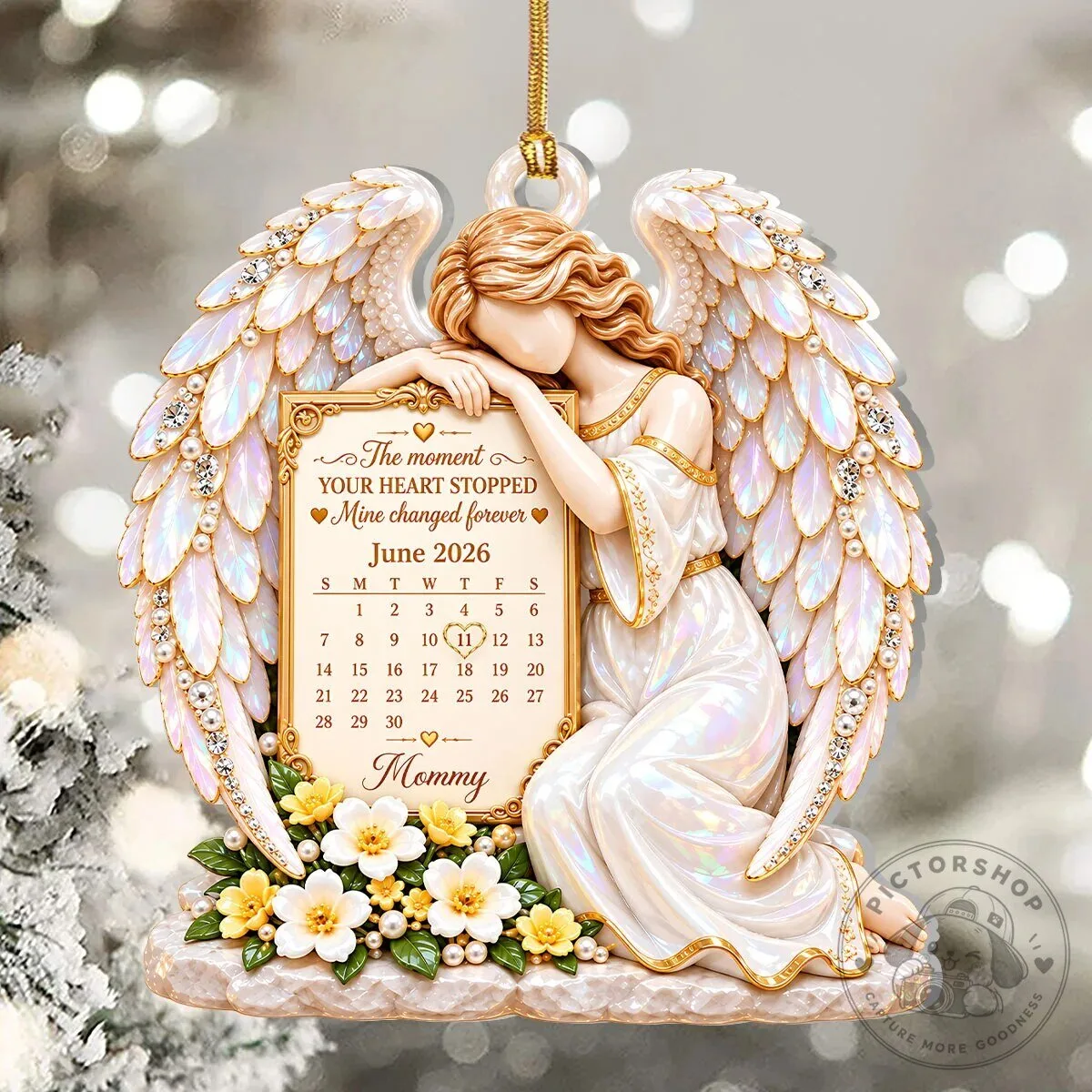 Personalized Memorial Angel Ornament with Calendar for Loss of Loved One 15 Personalized Memorial Angel Ornament with Calendar for Loss of Loved One
