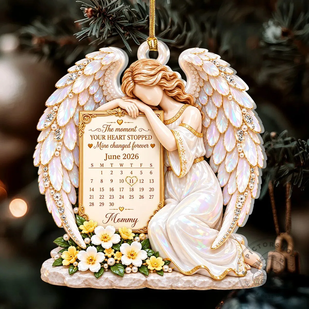 Personalized Memorial Angel Ornament with Calendar for Loss of Loved One 16 Personalized Memorial Angel Ornament with Calendar for Loss of Loved One