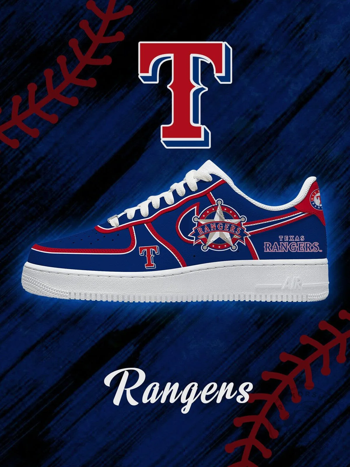 Texas Rangers Baseball Team Logo Custom Sneakers