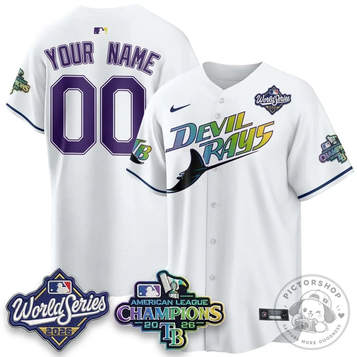 Custom Baseball Jersey for Tampa Bay Devil Rays 2026 World Series Champions