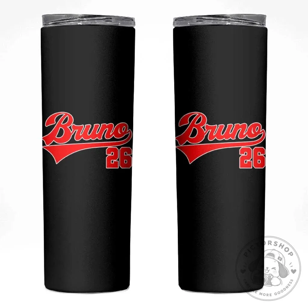 Bruno Name and Number 26 Personalized Black Stainless Steel Tumbler
