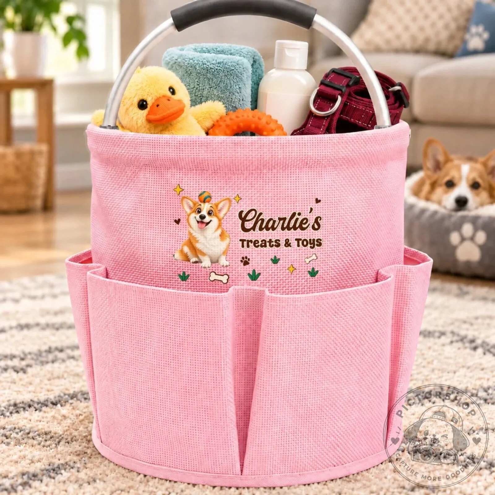 Personalized Dog Treats and Toys Storage Bag with Custom Pet Name and Breed 10 Personalized Dog Treats and Toys Storage Bag with Custom Pet Name and Breed