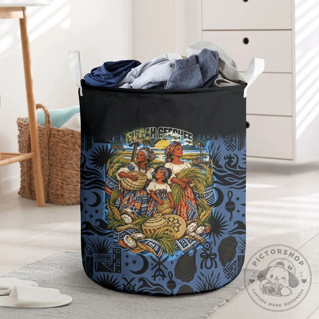 Gullah Geechee African American Heritage Laundry Basket with Sweetgrass Design 7 Gullah Geechee African American Heritage Laundry Basket with Sweetgrass Design