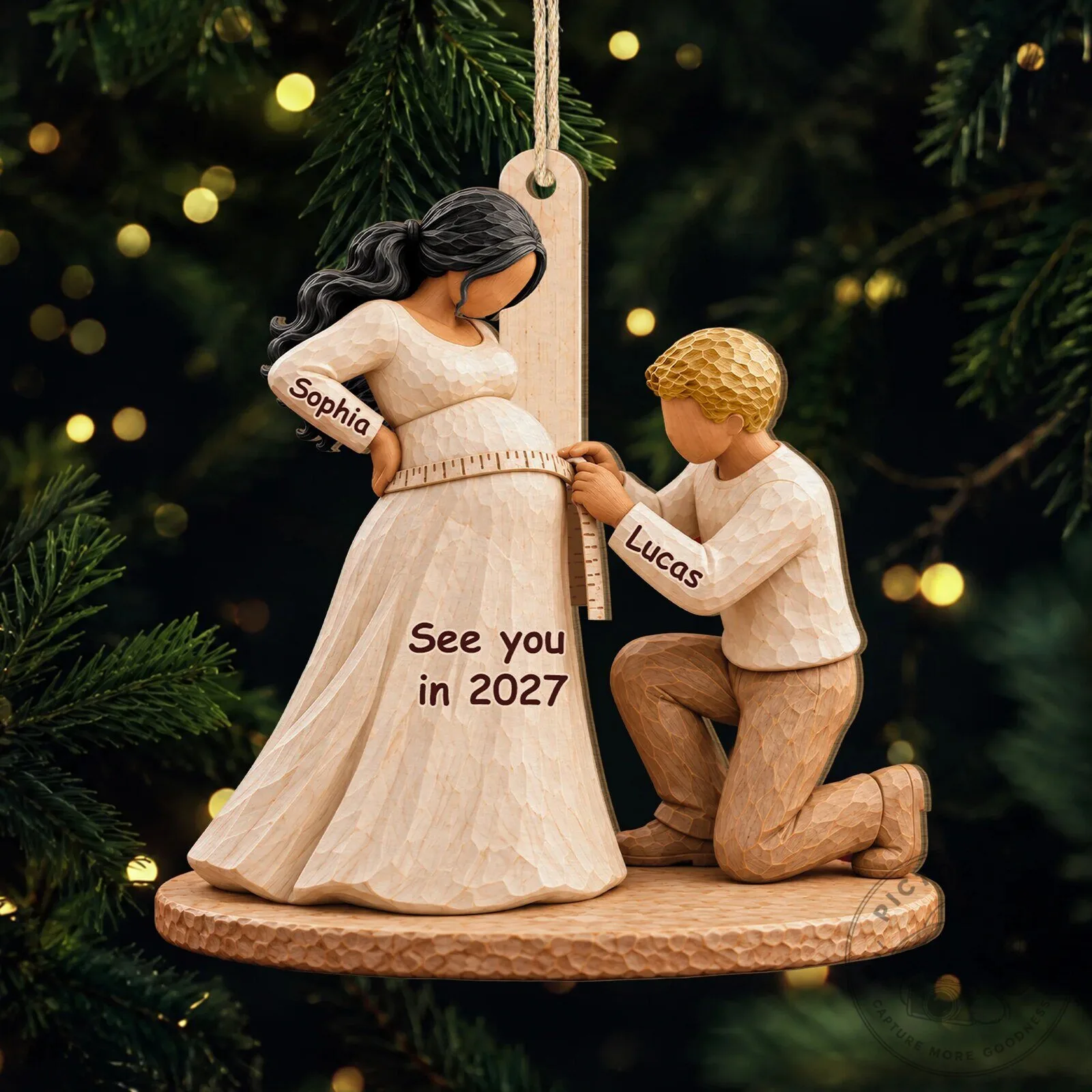 Personalized Expecting Parents Baby Bump Measuring Christmas Tree Ornament 9 Personalized Expecting Parents Baby Bump Measuring Christmas Tree Ornament