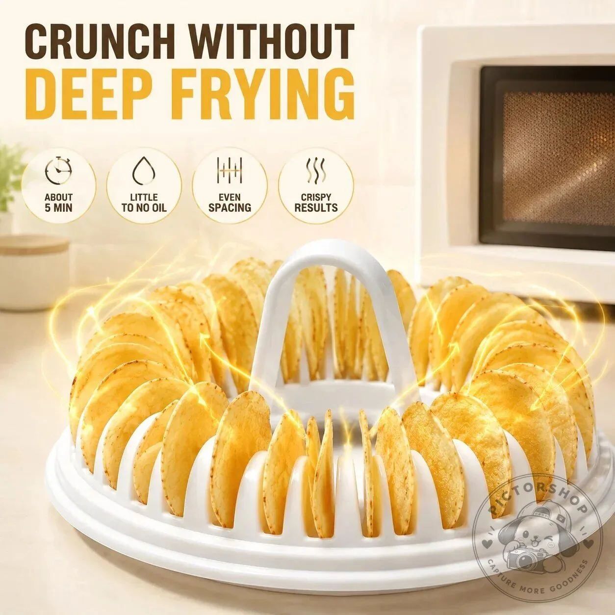 Microwave Potato Chip Maker with Slicer Bowl Set for Crispy Chips 17 Microwave Potato Chip Maker with Slicer Bowl Set for Crispy Chips