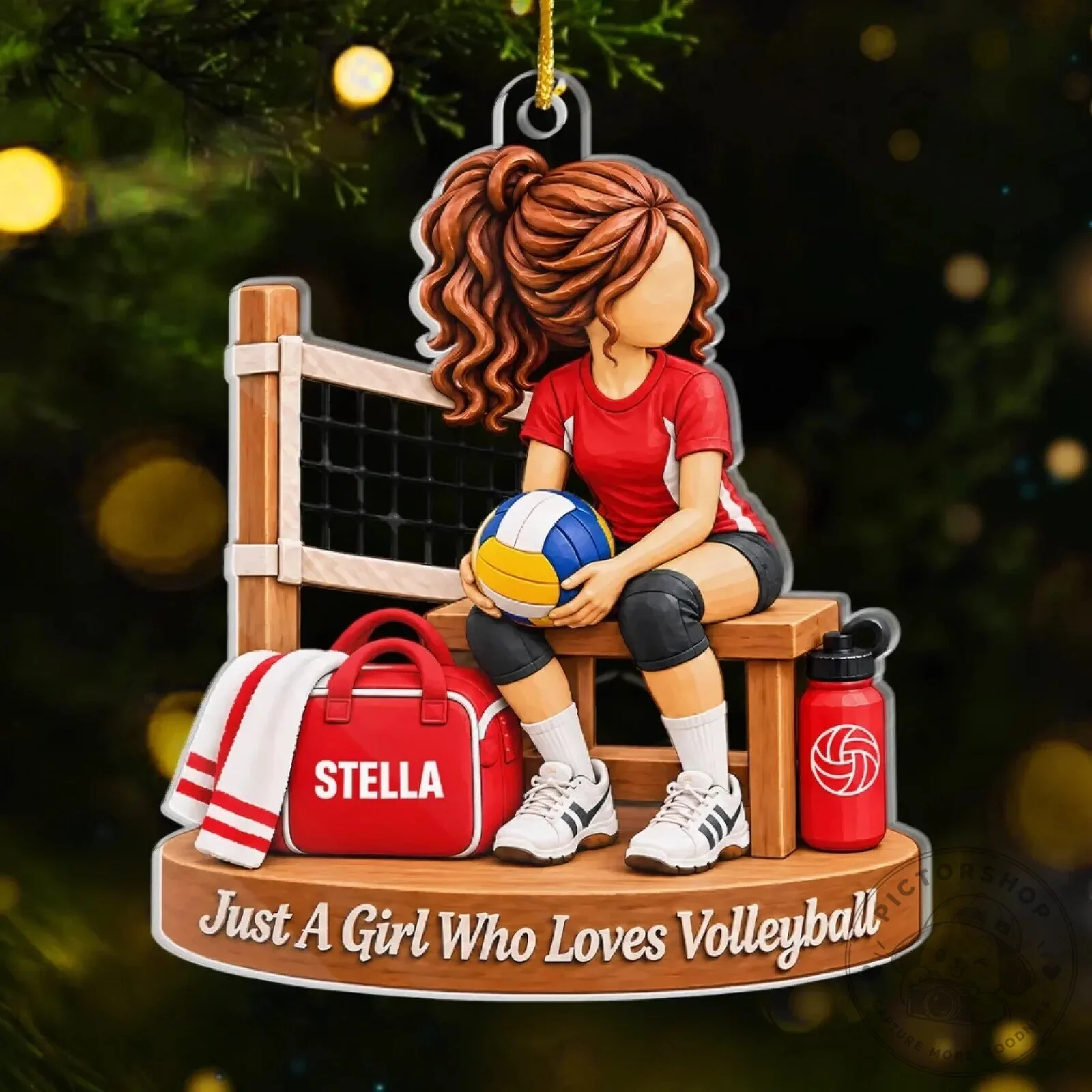 Personalized Volleyball Girl Christmas Tree Ornament - Just A Girl Who Loves Volleyball