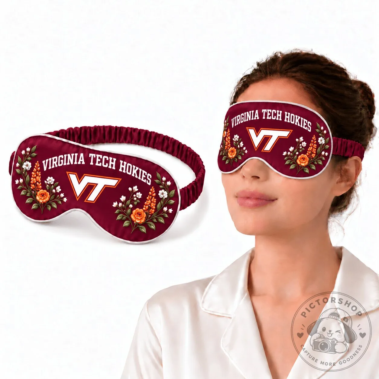 Virginia Tech Hokies Floral Sleep Mask Eye Cover