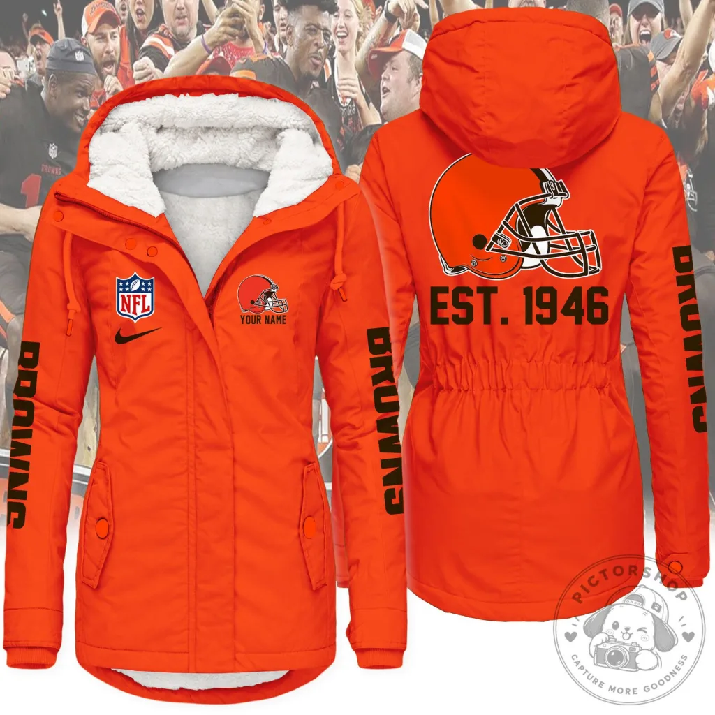 Cleveland Browns NFL Football Team Orange Parka Jacket Cleveland Browns NFL Football Team Orange Parka Jacket
