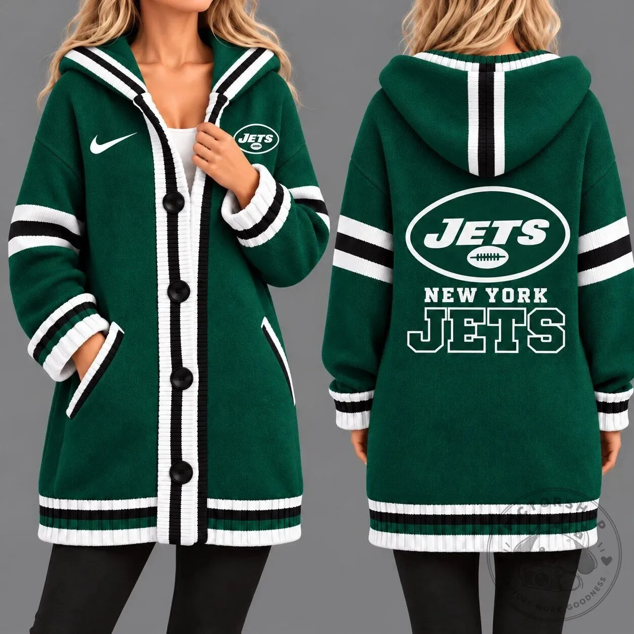 New York Jets NFL Football Team Logo Oversized Cardigan Hoodie for Women 1 New York Jets NFL Football Team Logo Oversized Cardigan Hoodie for Women