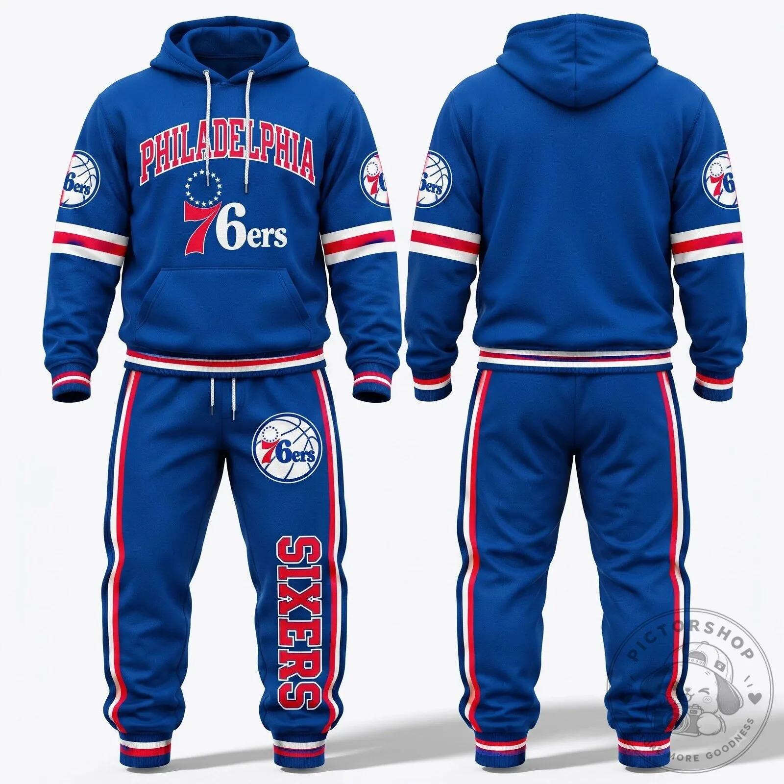 Philadelphia 76ers Basketball Team Logo Blue Hoodie and Sweatpants Set 8 Philadelphia 76ers Basketball Team Logo Blue Hoodie and Sweatpants Set