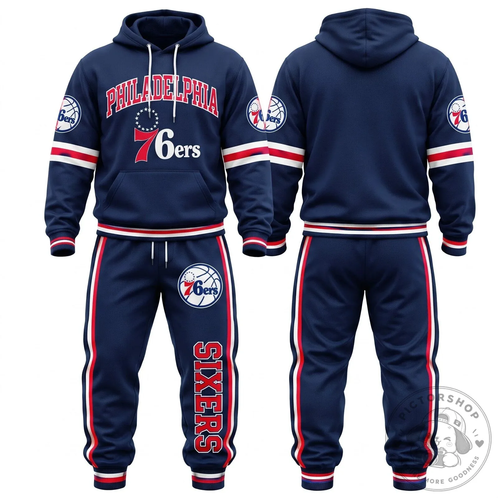 Philadelphia 76ers Basketball Team Logo Blue Hoodie and Sweatpants Set 9 Philadelphia 76ers Basketball Team Logo Blue Hoodie and Sweatpants Set