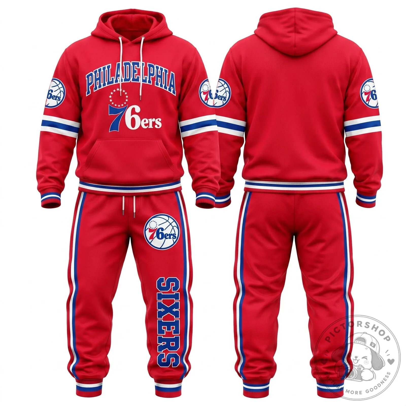 Philadelphia 76ers Basketball Team Logo Blue Hoodie and Sweatpants Set 10 Philadelphia 76ers Basketball Team Logo Blue Hoodie and Sweatpants Set