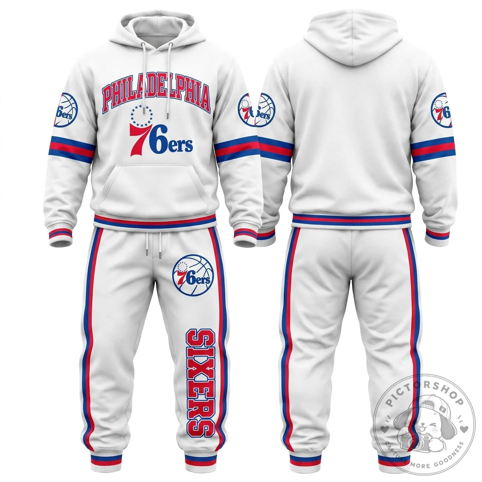 Philadelphia 76ers Basketball Team Logo Blue Hoodie and Sweatpants Set 11 Philadelphia 76ers Basketball Team Logo Blue Hoodie and Sweatpants Set