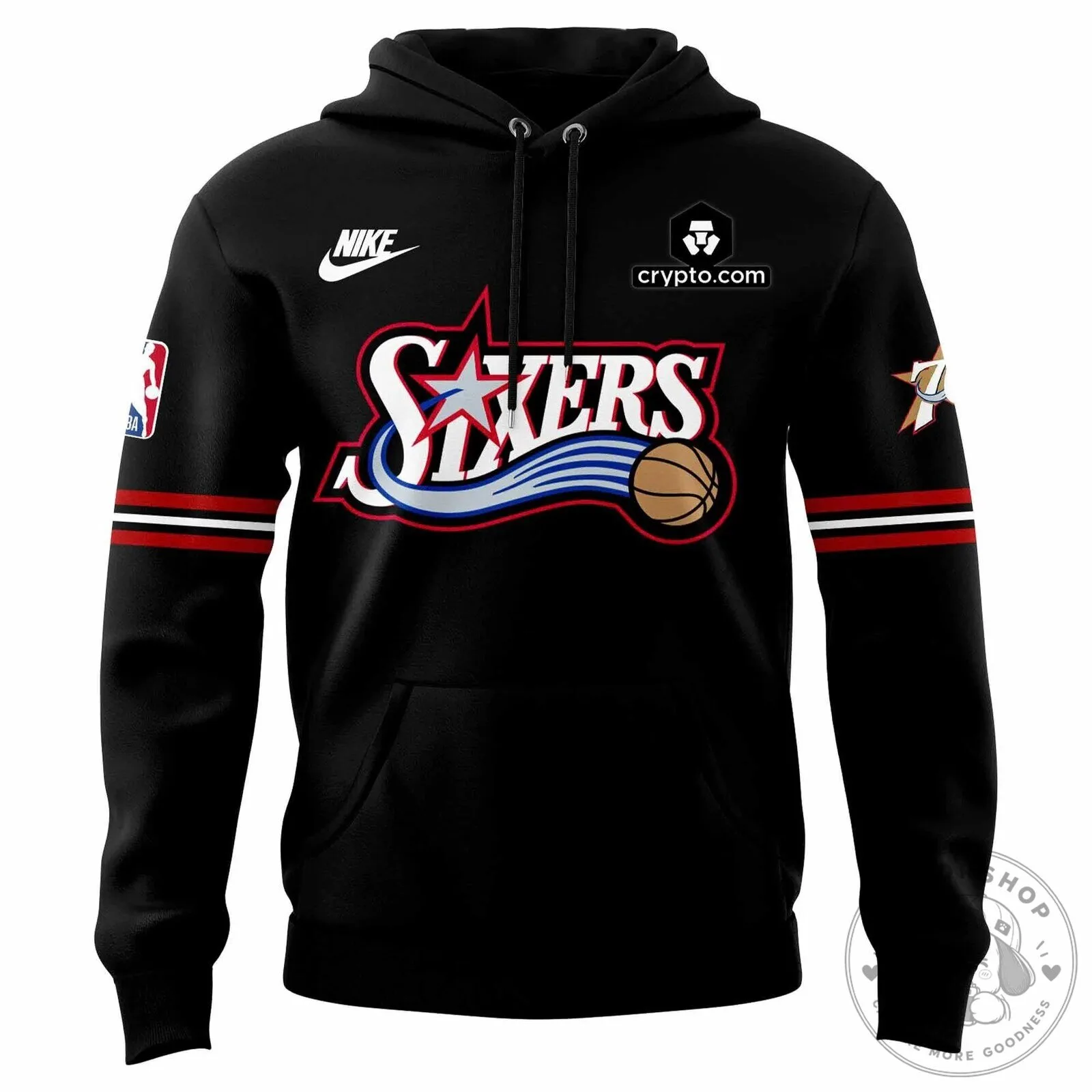 Philadelphia 76ers Hardwood Classic Black Basketball Hoodie 8 Philadelphia 76ers Hardwood Classic Black Basketball Hoodie