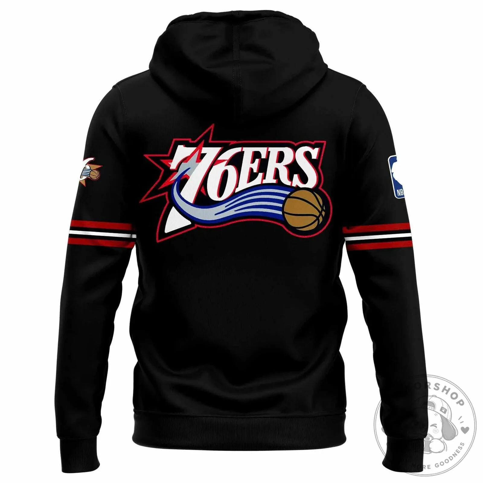 Philadelphia 76ers Hardwood Classic Black Basketball Hoodie 9 Philadelphia 76ers Hardwood Classic Black Basketball Hoodie