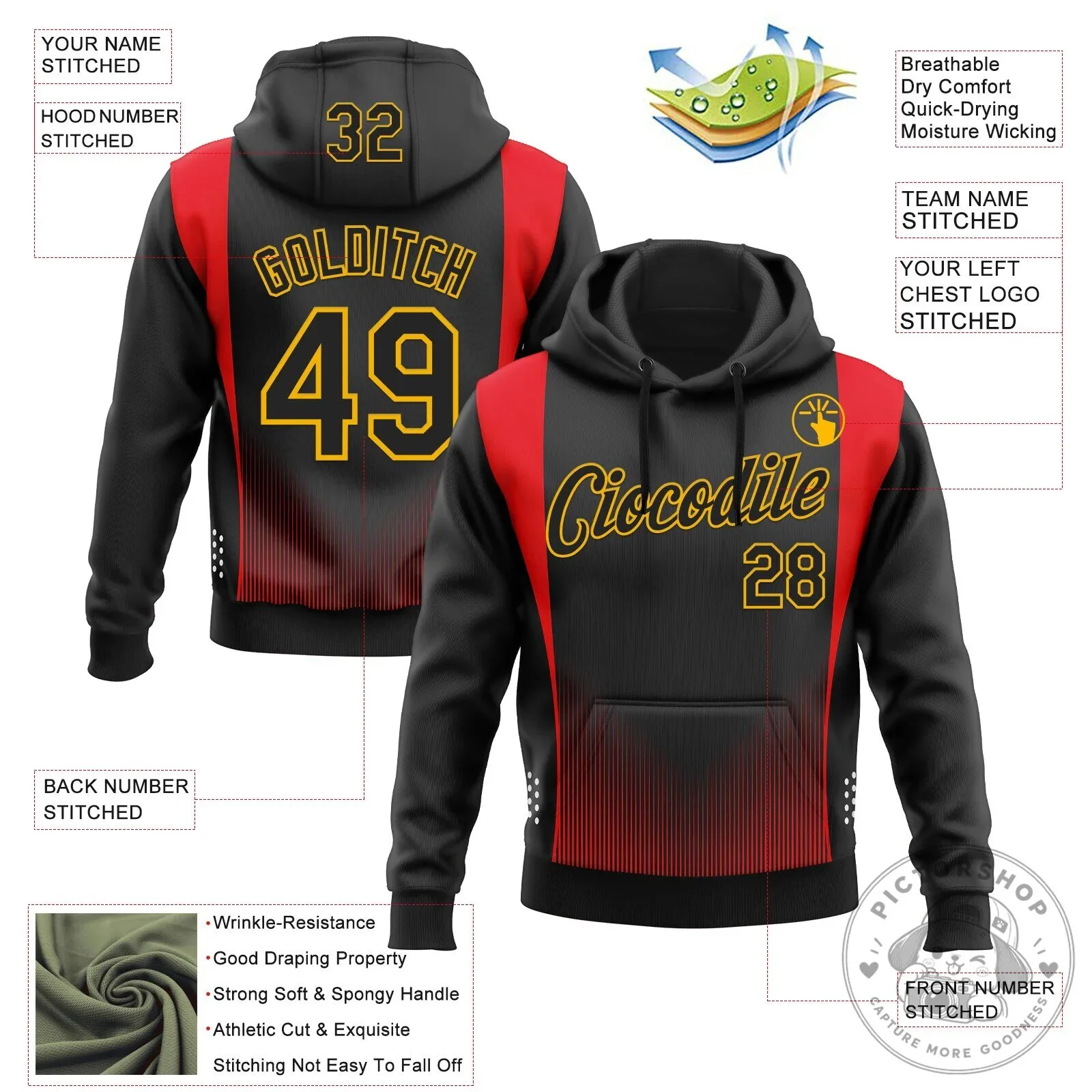Custom Black Red Gold Racing Motorsport Pullover Hoodie 13 Custom Black Red Gold Racing Motorsport Pullover Hoodie