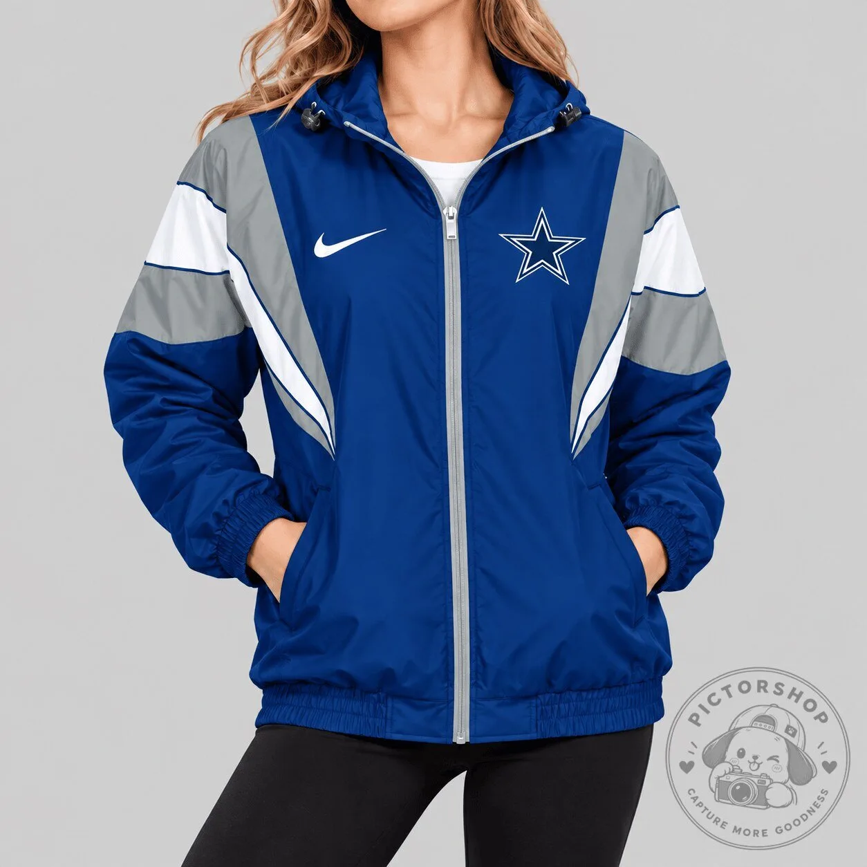 Dallas Cowboys Nike Color Block Full-Zip Hooded Windbreaker Jacket