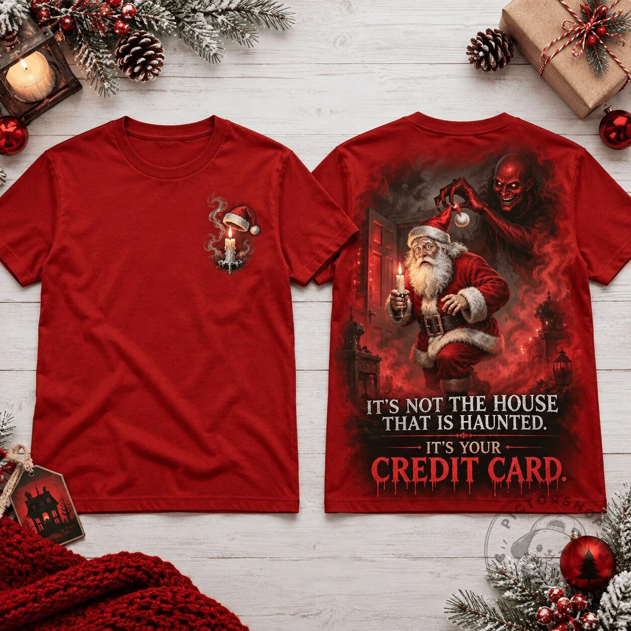 Insidious Red Face Demon Santa Christmas Horror Funny Quote T-Shirt