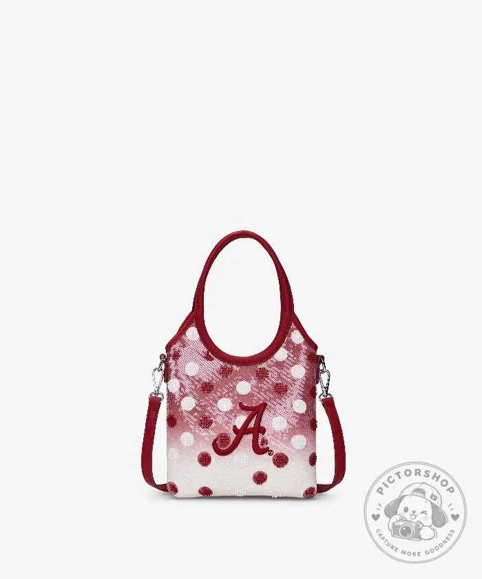 Alabama Crimson Tide Polka Dot Crossbody Bag with Top Handle and Shoulder Strap