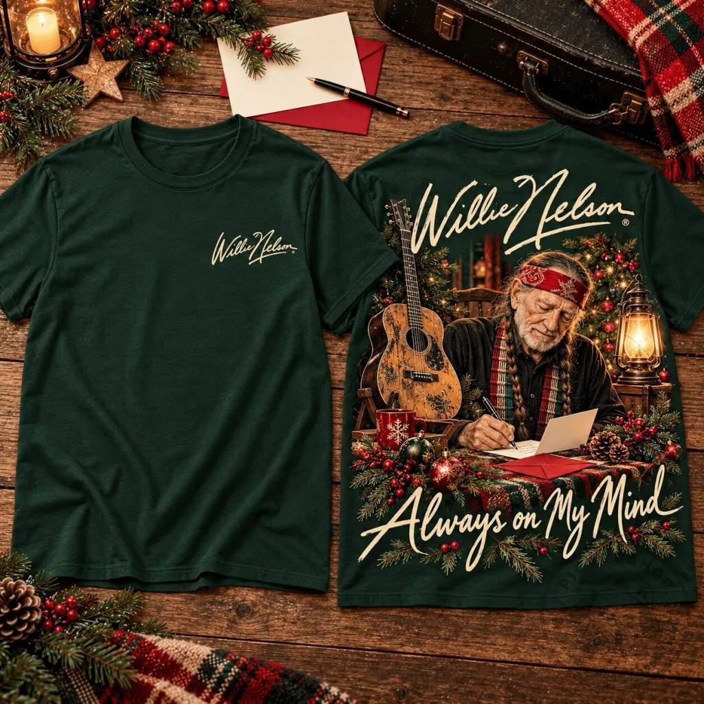 Willie Nelson Always on My Mind Christmas Portrait Country Music T-Shirt Willie Nelson Always on My Mind Christmas Portrait Country Music T-Shirt