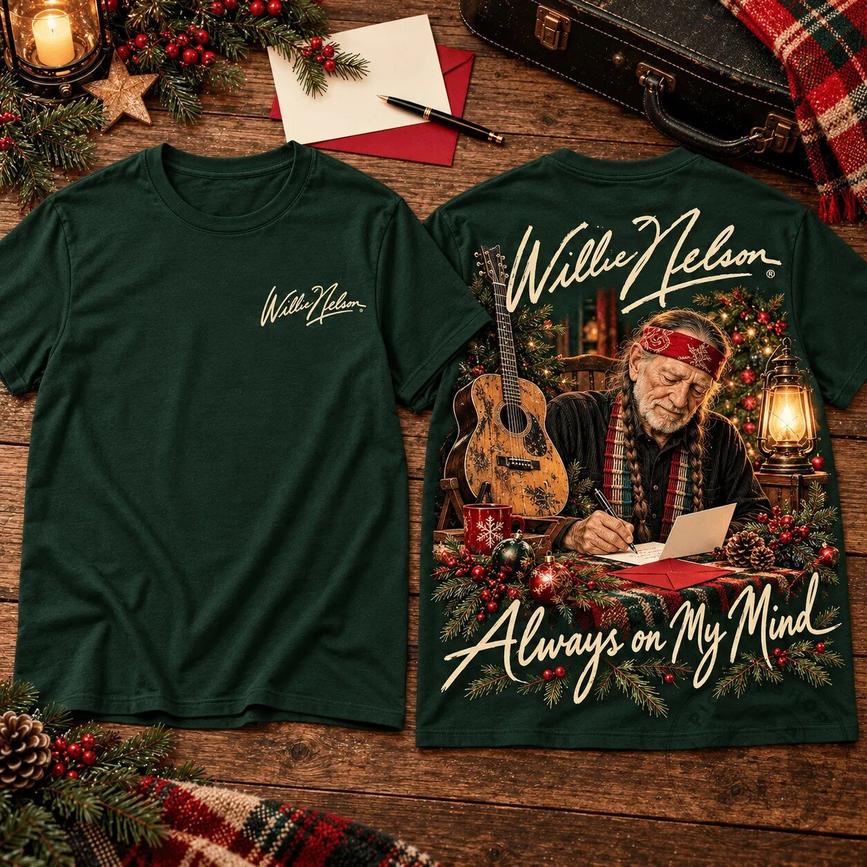 Willie Nelson Always on My Mind Christmas Portrait Country Music T-Shirt
