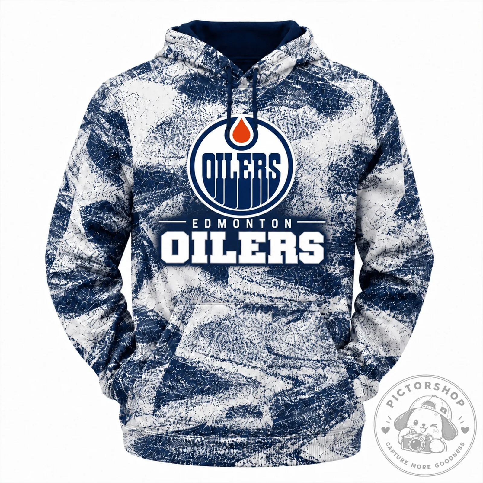 Edmonton Oilers NHL True Fan Distressed Blue and White Hoodie 1 Edmonton Oilers NHL True Fan Distressed Blue and White Hoodie