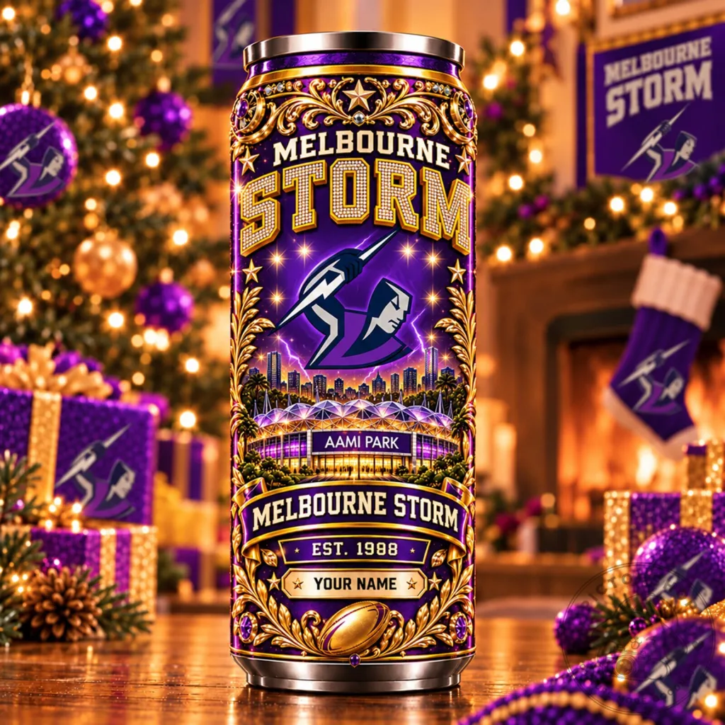 Melbourne Storm Rugby League Personalized Name Can Tumbler Melbourne Storm Rugby League Personalized Name Can Tumbler