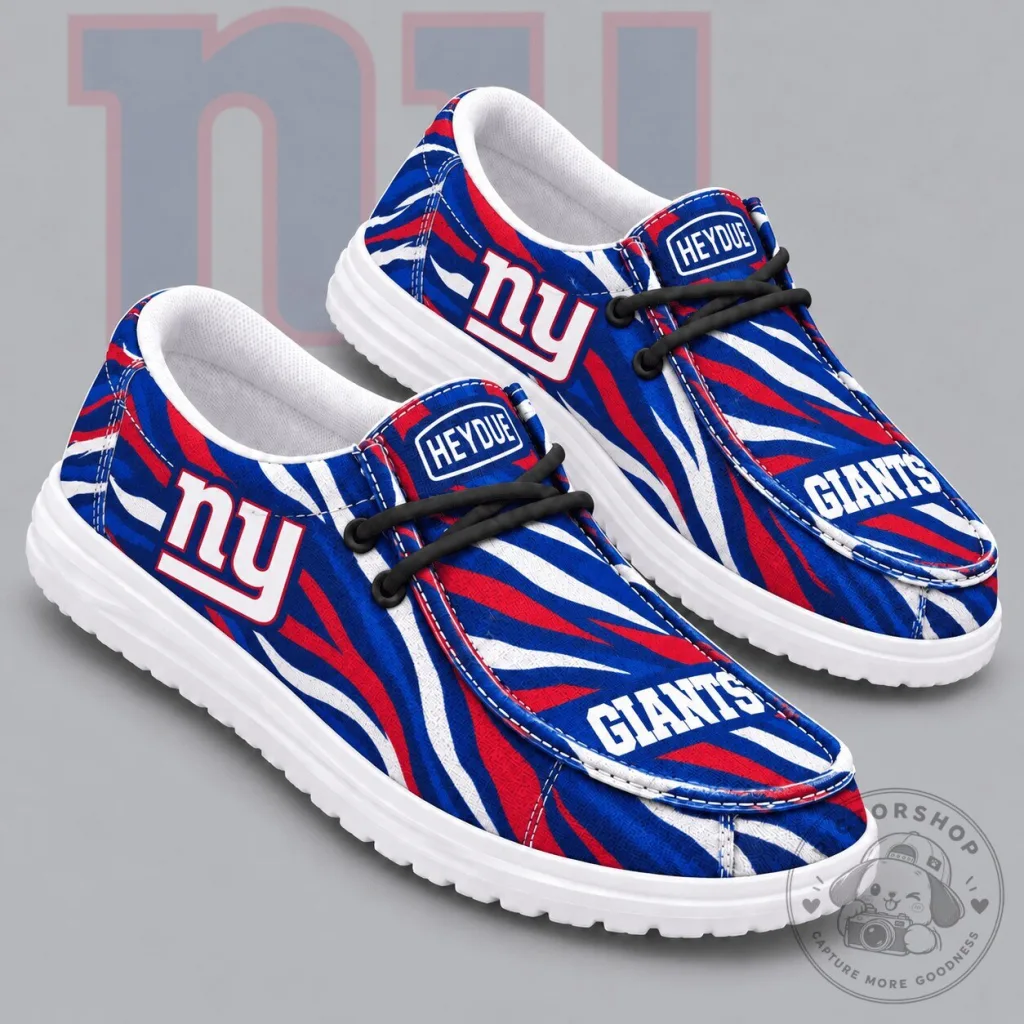 New York Giants Wild Zebra Stripe Print Casual Loafers Team Logo Shoes New York Giants Wild Zebra Stripe Print Casual Loafers Team Logo Shoes