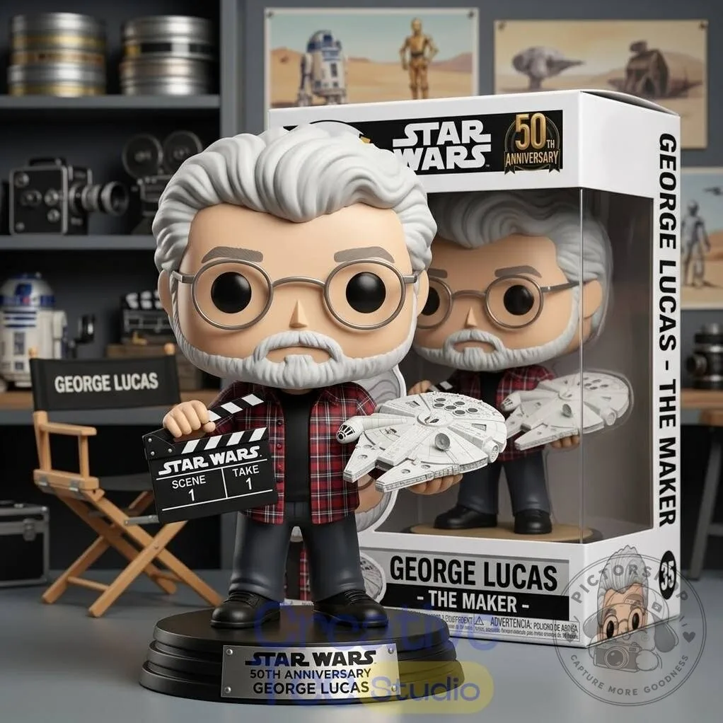 Star Wars 50th Anniversary George Lucas The Maker Commemorative Pop Figurine 1 Star Wars 50th Anniversary George Lucas The Maker Commemorative Pop Figurine