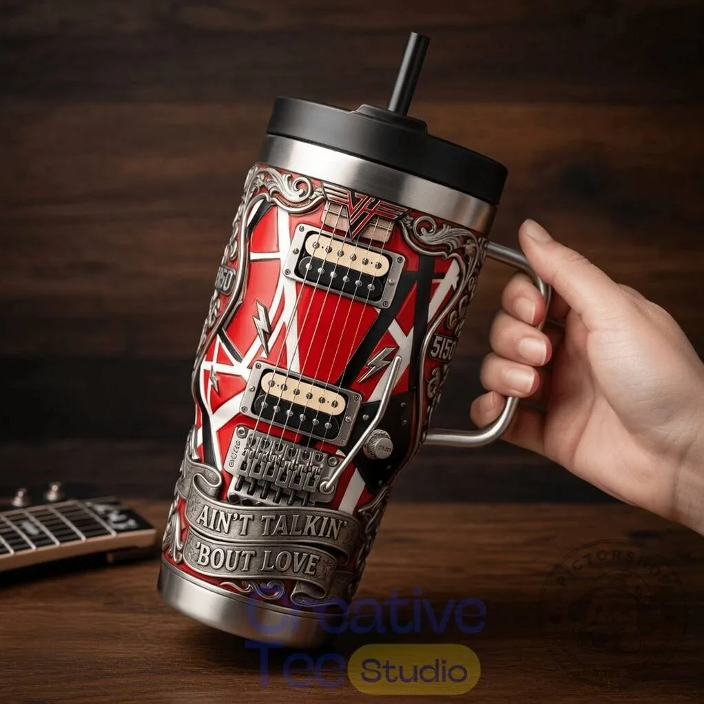 Van Halen Ain't Talkin' 'Bout Love Guitar Design Insulated Travel Tumbler Mug 8 Van Halen Ain