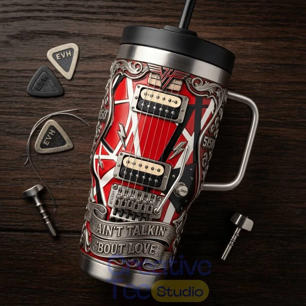 Van Halen Ain't Talkin' 'Bout Love Guitar Design Insulated Travel Tumbler Mug 9 Van Halen Ain