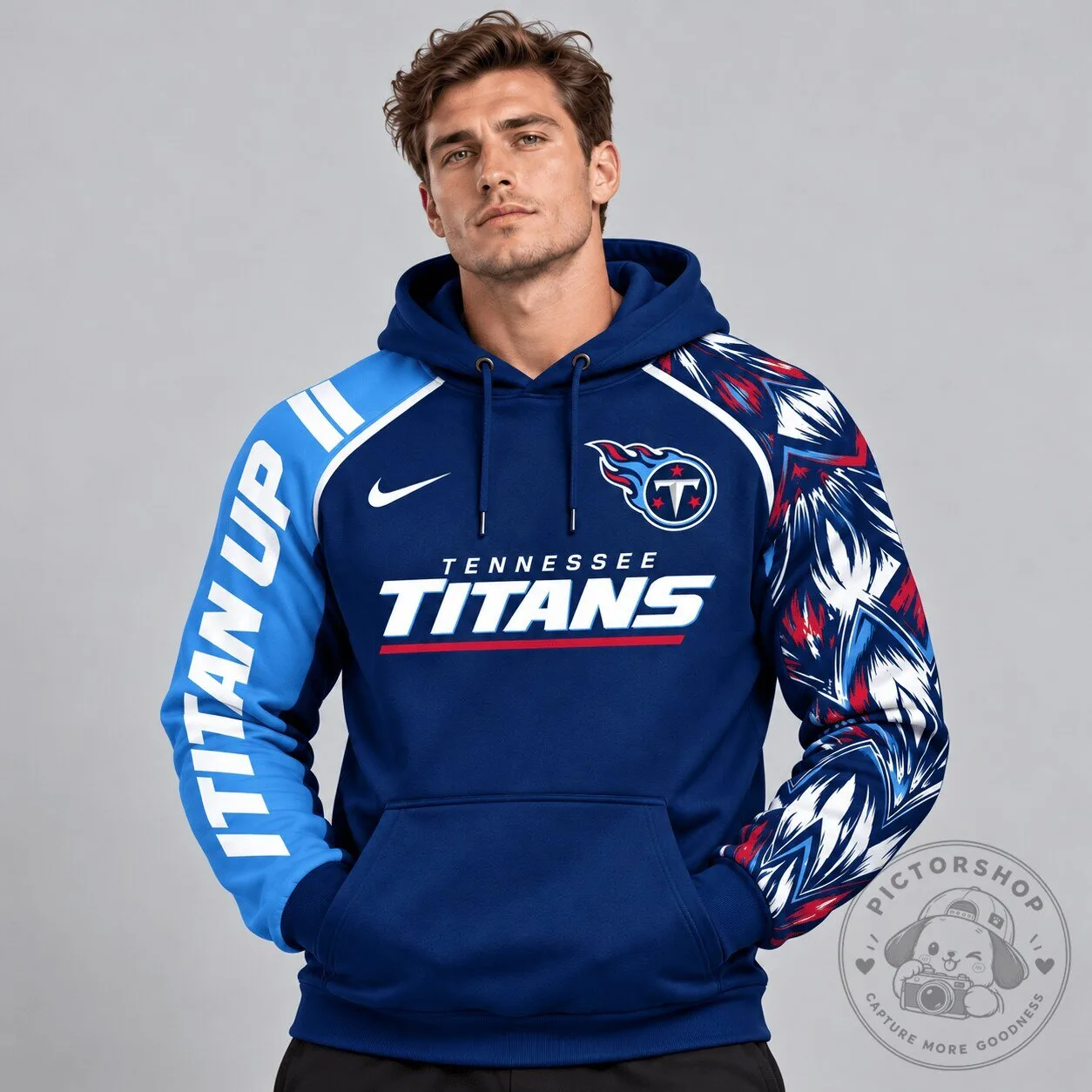 Tennessee Titans NFL Dynamic Brushstroke Graphic Asymmetric Sleeve Pullover Hoodie 1 Tennessee Titans NFL Dynamic Brushstroke Graphic Asymmetric Sleeve Pullover Hoodie