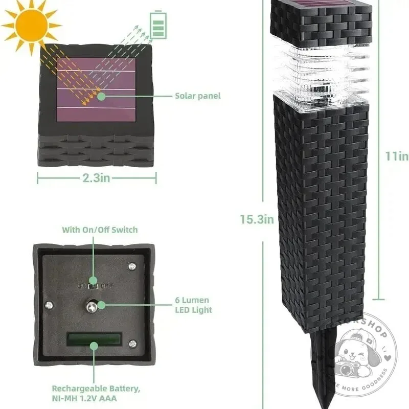 Outdoor Solar Powered Rattan Weave Pathway Lights for Garden and Walkway 11 Outdoor Solar Powered Rattan Weave Pathway Lights for Garden and Walkway