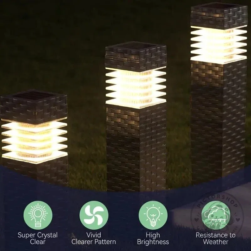 Outdoor Solar Powered Rattan Weave Pathway Lights for Garden and Walkway 13 Outdoor Solar Powered Rattan Weave Pathway Lights for Garden and Walkway
