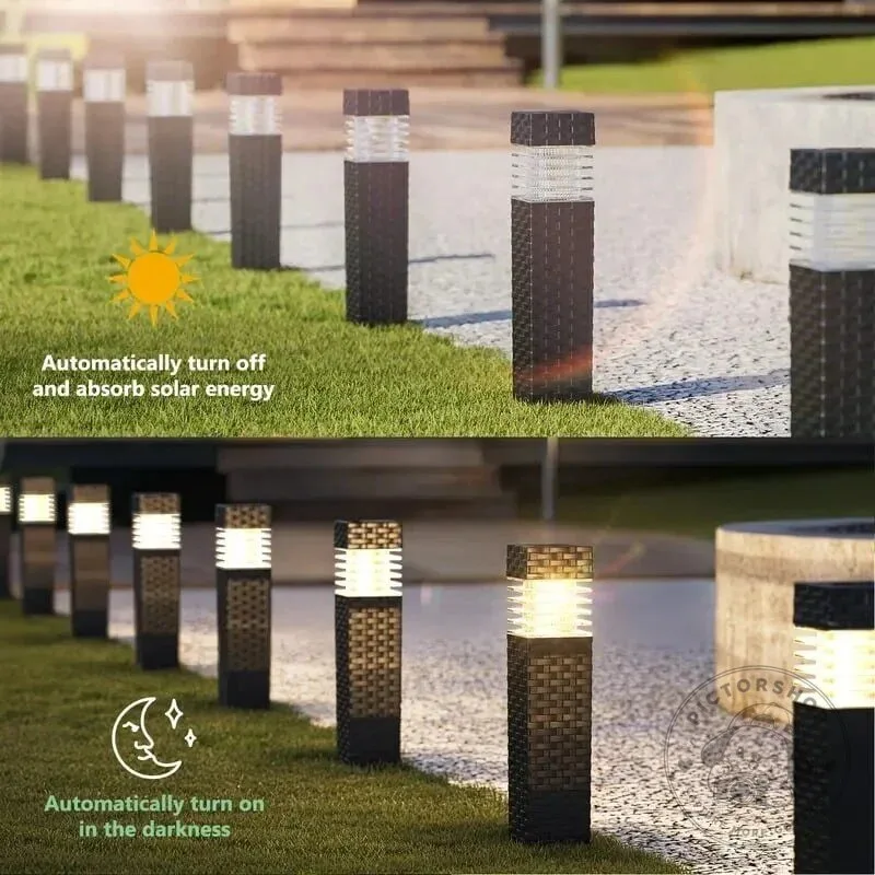 Outdoor Solar Powered Rattan Weave Pathway Lights for Garden and Walkway 14 Outdoor Solar Powered Rattan Weave Pathway Lights for Garden and Walkway
