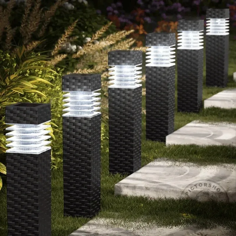 Outdoor Solar Powered Rattan Weave Pathway Lights for Garden and Walkway 18 Outdoor Solar Powered Rattan Weave Pathway Lights for Garden and Walkway